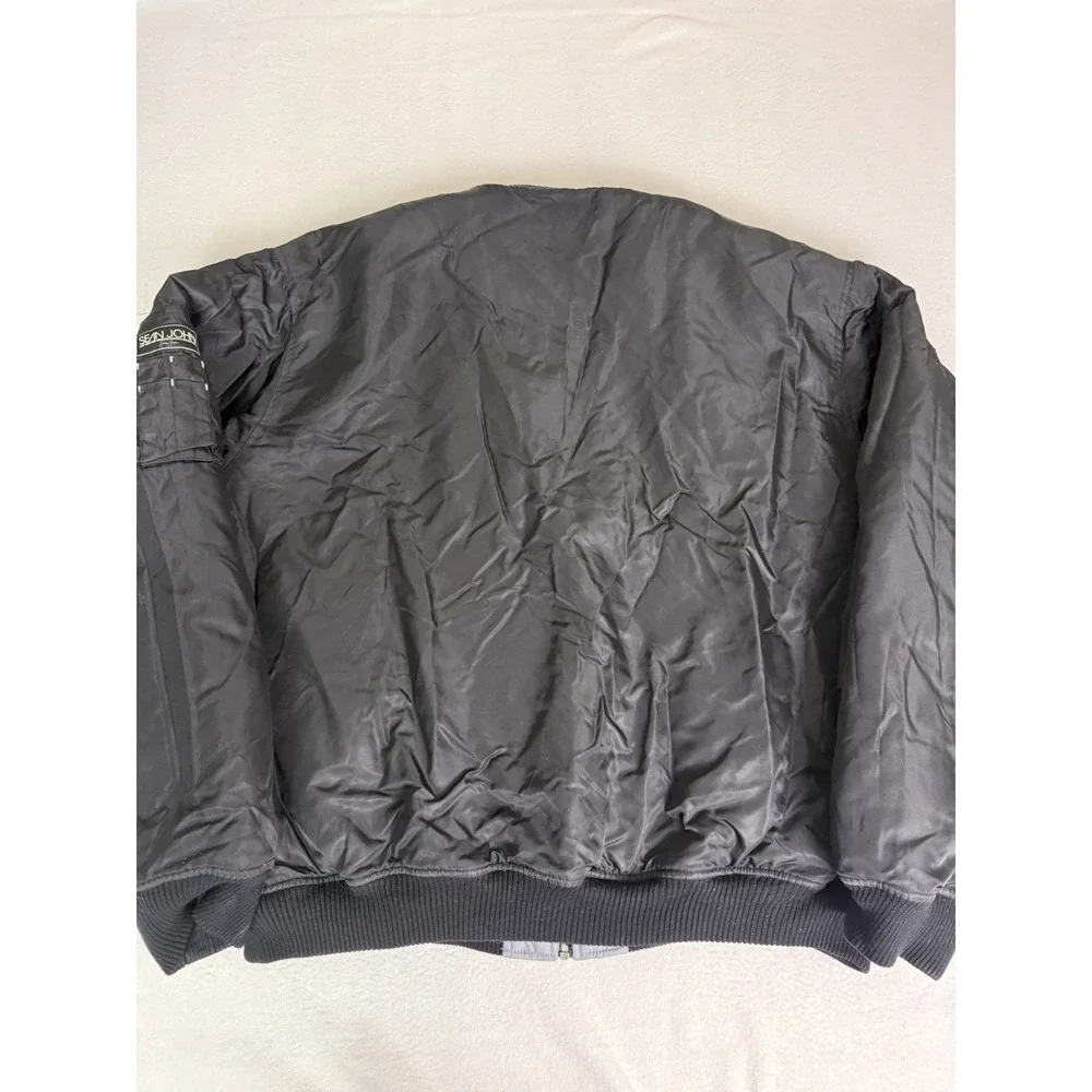 VTG Sean‎ John Reversible Quilted Bomber Jacket Mens XL Grey Black Streetwear